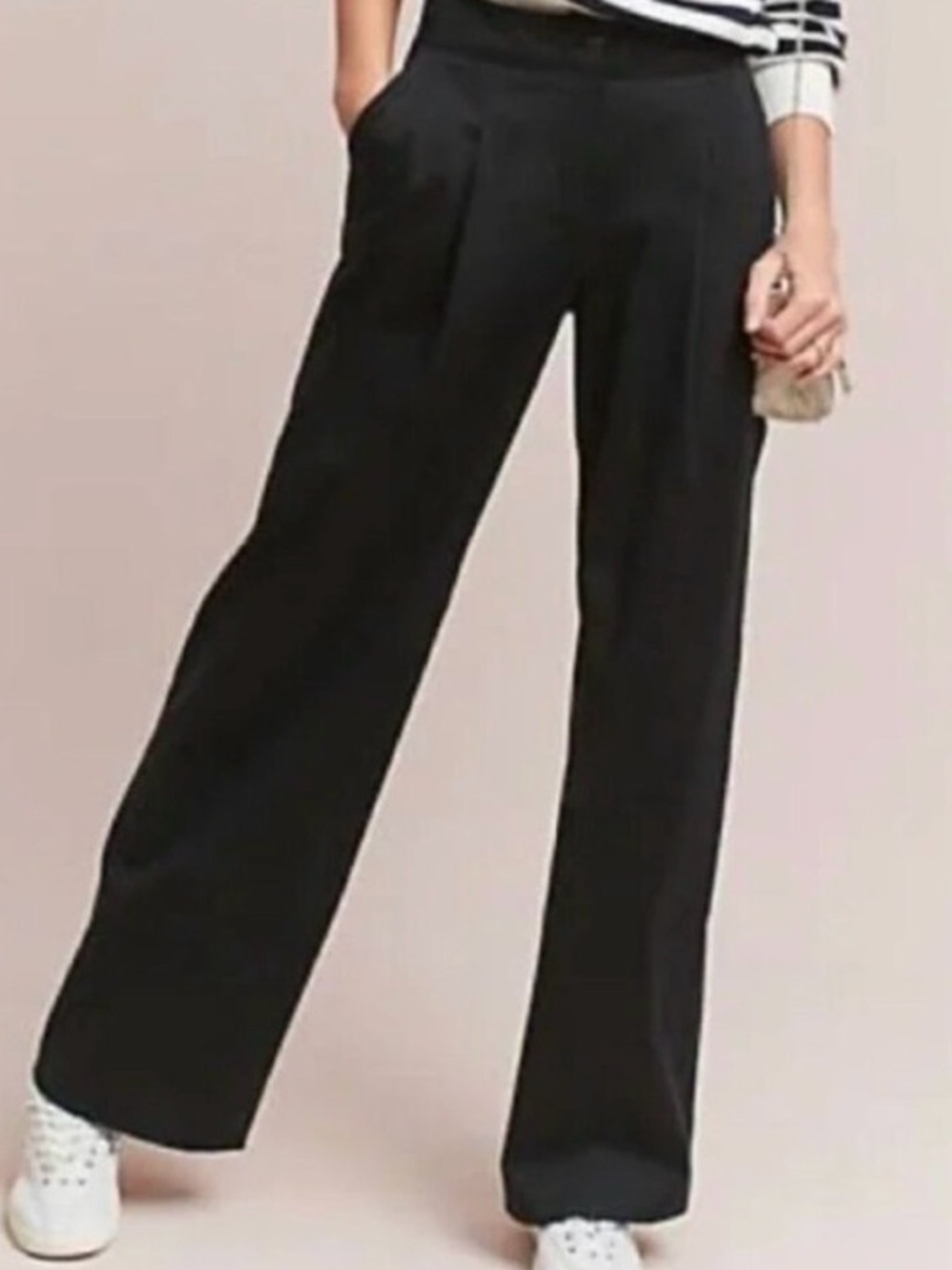 Anthropologie Black Wide-Leg Trousers